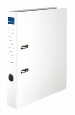 Iratrendező, 50 mm, A4, PP/karton, élvédő sínnel, VICTORIA OFFICE, "Basic", fehér