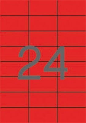Etikett, 70x37 mm, színes, APLI, piros, 2400 etikett/csomag